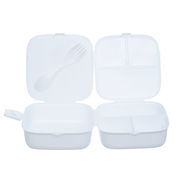 جوندول لانش بوكس (15*15.5*9.5 سم) شوكة+ملعقة بلاستيك ابيض - G-400W