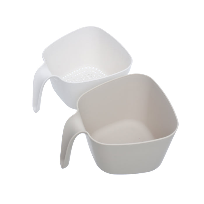 جوندول مصفاة بيد مزدوجة بطبق 2.40 لتر بلاستيك بيج * ابيض - G-576IV