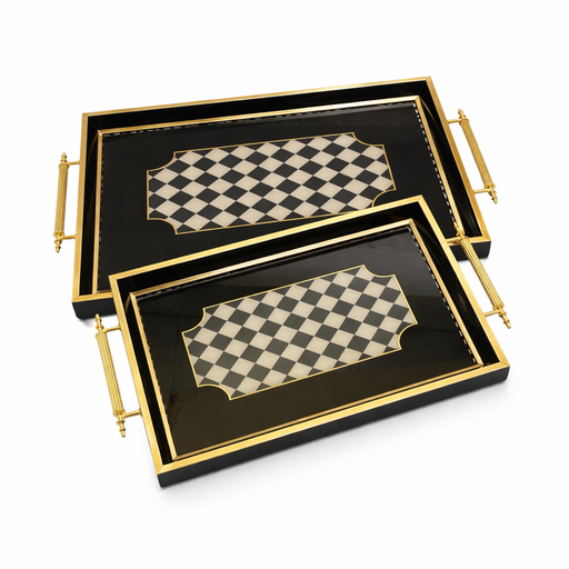 رويال الفريدو طقم صواني ٢ قطعة شكل مستطيل خشب اسود - 920280