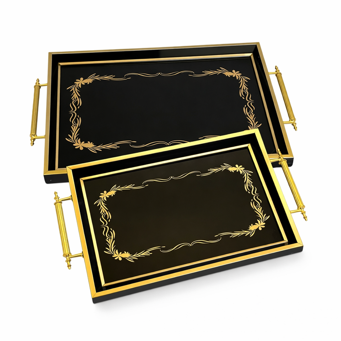 رويال الفريدو طقم صواني ٢ قطعة شكل مستطيل خشب اسود - 328772