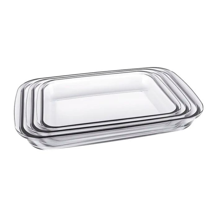 مارينكس طقم طاجن زجاج مستطيل بيد 3 قطع (29.7+34.6+39.4 سم) شفاف - GD167229