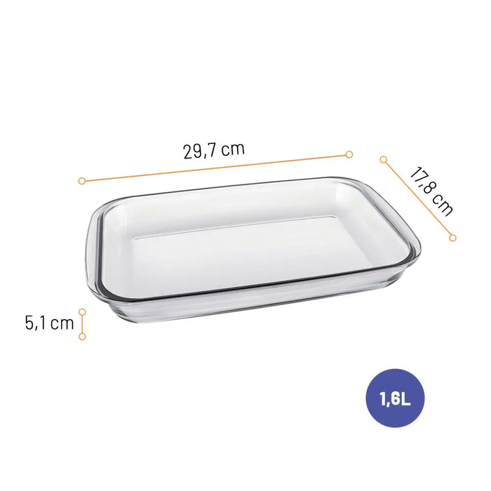 مارينكس طقم طاجن زجاج مستطيل بيد 3 قطع (29.7+34.6+39.4 سم) شفاف - GD167229