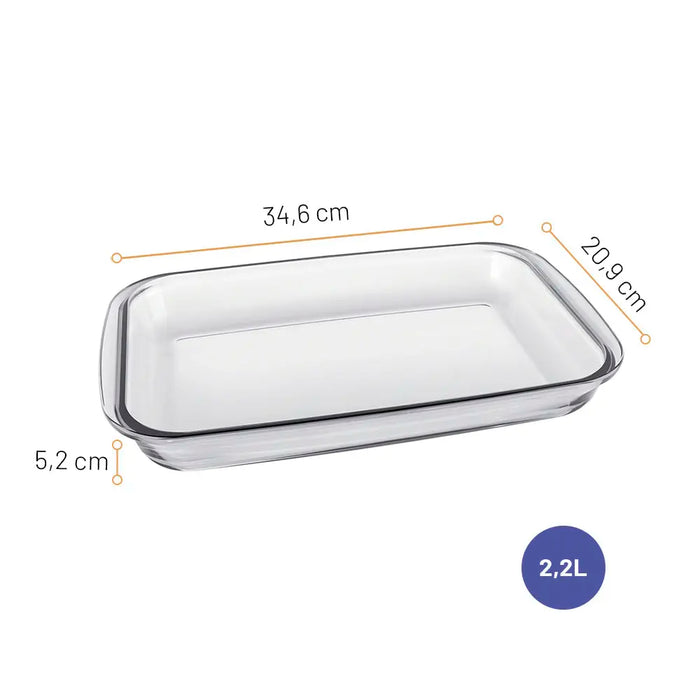 مارينكس طقم طاجن زجاج مستطيل بيد 3 قطع (29.7+34.6+39.4 سم) شفاف - GD167229