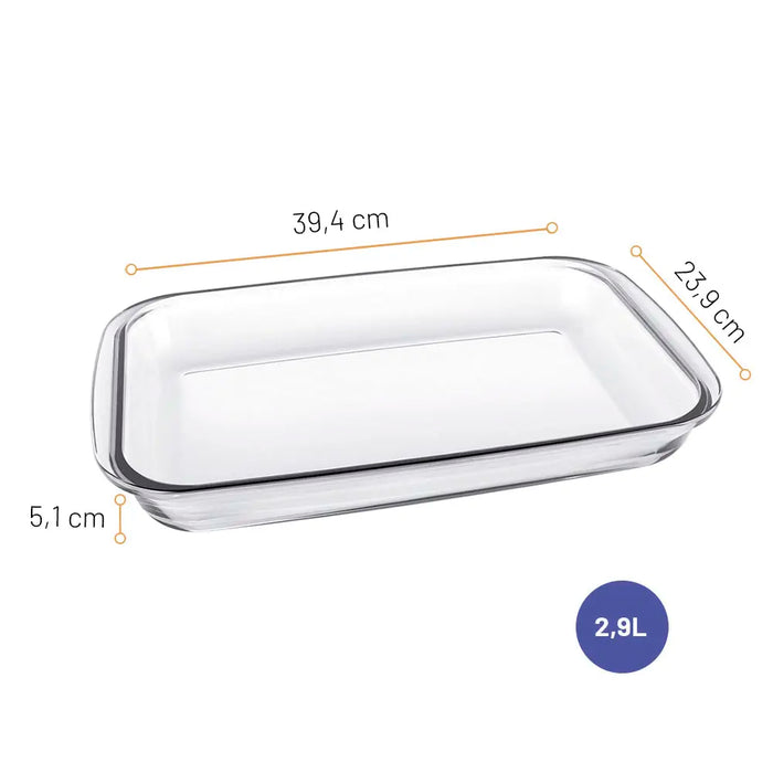 مارينكس طقم طاجن زجاج مستطيل بيد 3 قطع (29.7+34.6+39.4 سم) شفاف - GD167229