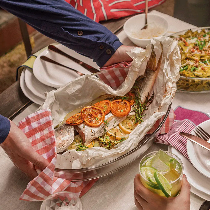 مارينكس طقم طاجن زجاج بيضاوى بيد 3 قطع (2.4+3.2+4 لتر) شفاف - GD167249