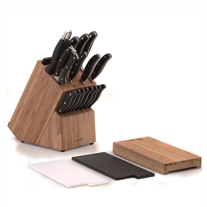 بيرج هوف اسينشيالز طقم سكاكين مطبخ ٢٠ قطع بقاعدة خشب استانليس استيل أسود - 1307146