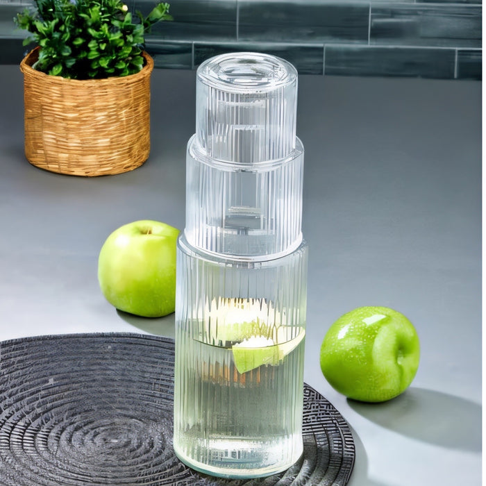 جوندول طقم زجاجة مياه و كوب بلاستيك شفاف - G-108