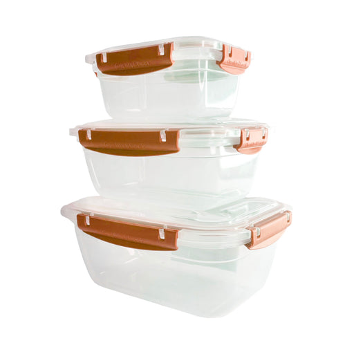 جوندول طقم علب (3 قطع) بلاستيك برتقالى - G-391O