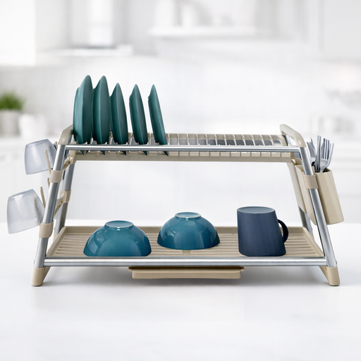 مطبقية 2 دور بالمصفاة  الومنيوم * بلاستيك بيج - DH2025-020