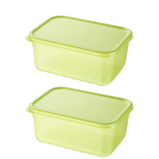 لوك اند لوك طقم 2 علبة بلاستيك 1.5 لتر للخضار والفاكهة اخضر - HLE5400NS2