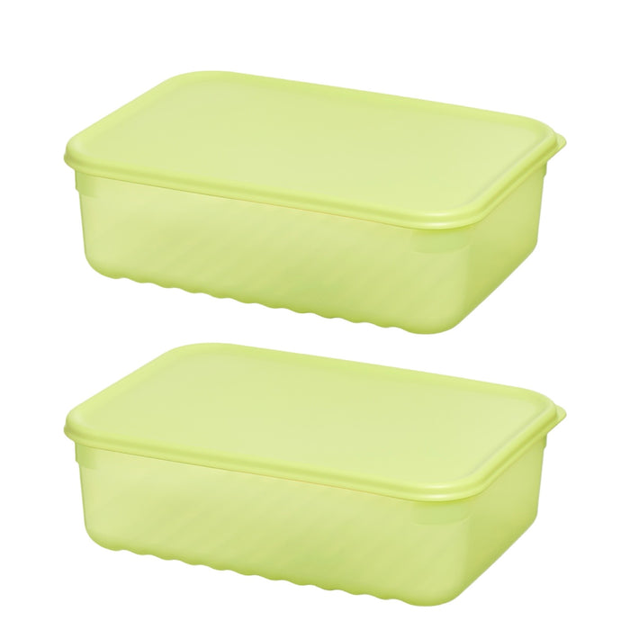 لوك اند لوك طقم 2 علبة بلاستيك 3.2 لتر للخضار والفاكهة اخضر- HLE5600NS2