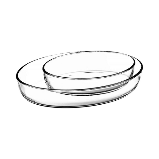 بوركام طقم طاجن زجاج بيضاوي 2 قطعة (35 * 25 سم + 26*18 سم) شفاف - 159033