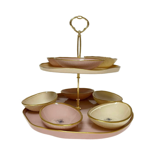 رويال الفريدو طقم شيالة 2 دور + عدد 8 بولة ميكس بيضاوي بيج * روز - oval pi*pg