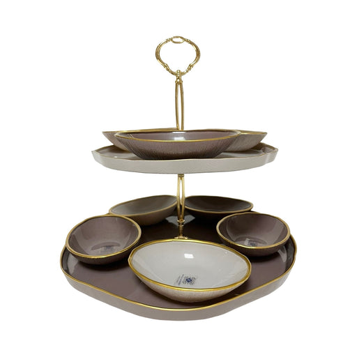 رويال الفريدو طقم شيالة 2 دور + عدد 8 بولة ميكس بيضاوى رمادى * بنفسجى - oval gr-pu