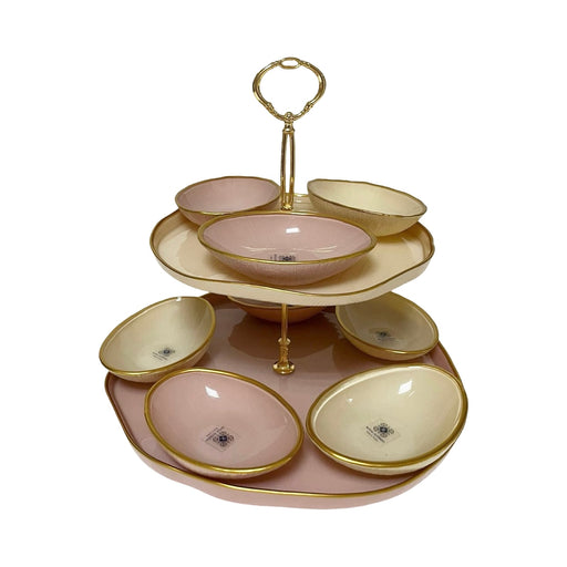 رويال الفريدو طقم شيالة 2 دور + عدد 8 بولة ميكس بيضاوي بيج * روز - oval pi*pg