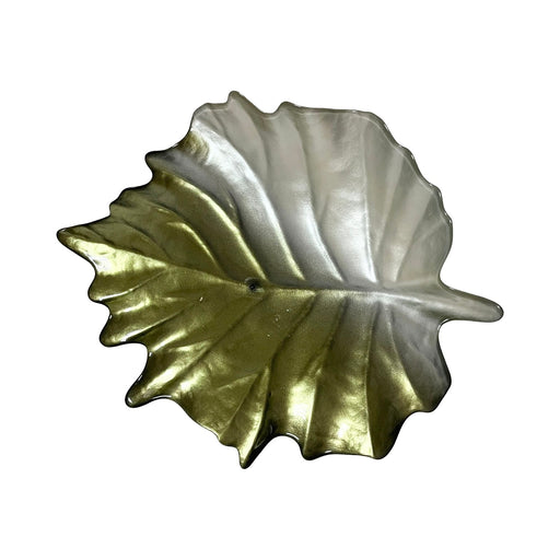 رويال ألفريدو طبق ورق شجر شبح 41 سم زجاج بيج * اخضر - 19088-BE-GR