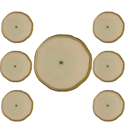 رويال ألفريدوا طقم  جاتوة 7 قطع زجاج بيج  * حواف ذهبية - 14903-14904BE