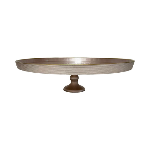 رويال ألفريدو طبق تورتة حلزوني كبير 39 سم زجاج روز جولد - 15216A-54237RG