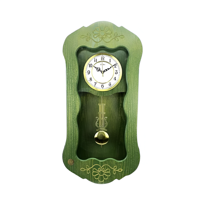 ساعة حائط بباندول خشب (75*36 سم) اخضر - 4210