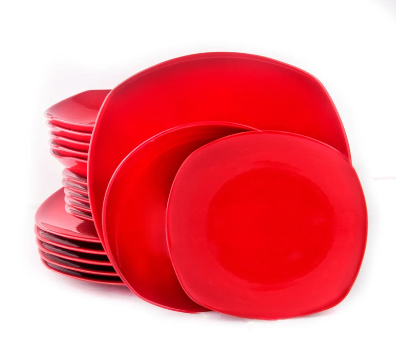 كوتاهيا طقم عشاء 12 قطعة سيراميك احمر - SQSETR