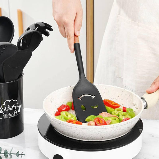 طقم توزيع 6 قطعة سيليكون بيد خشب اسود - DV5-Mix