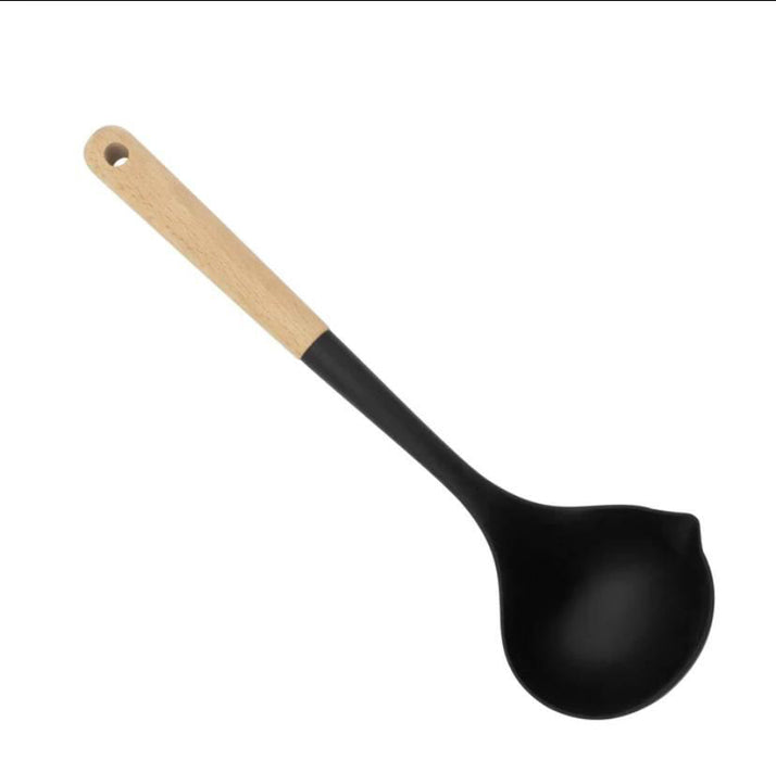 طقم توزيع 6 قطعة سيليكون بيد خشب اسود - DV5-Mix