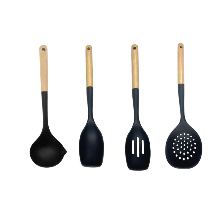 طقم توزيع 6 قطعة سيليكون بيد خشب اسود - DV5-Mix