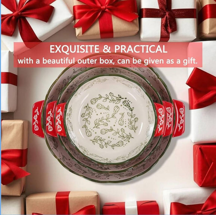 طقم ديفا 4 طاجن فرن دائرى بورسلين احمر خط زيتى - DV9022