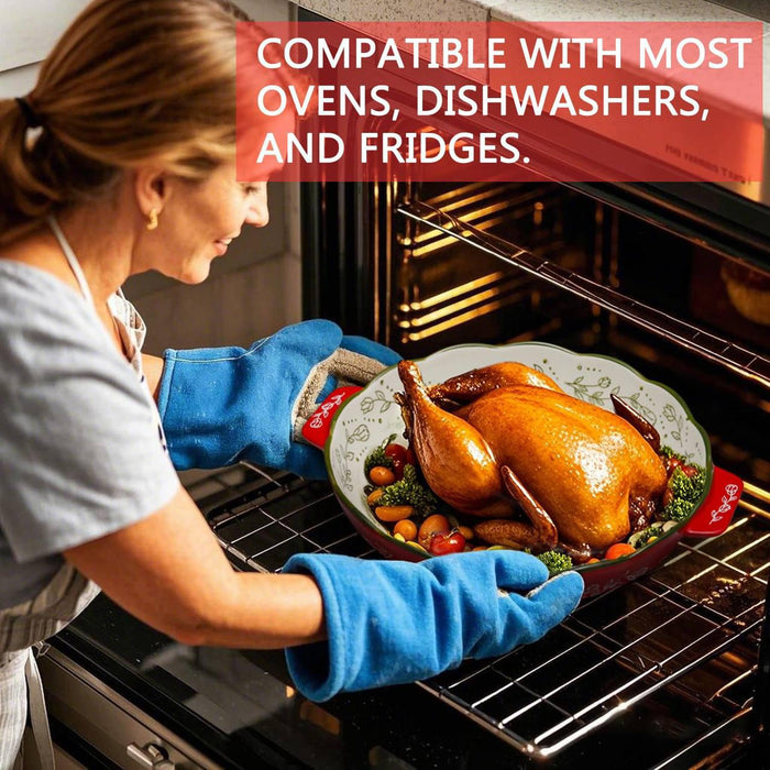 طقم ديفا 4 طاجن فرن دائرى بورسلين احمر خط زيتى - DV9022