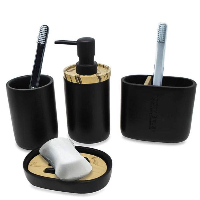 طقم اكسسوارات حمام 4 قطع بلاستيك اسود - DV050