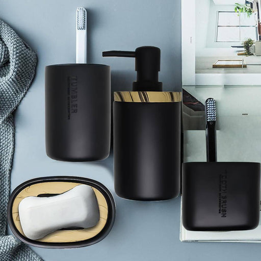 طقم اكسسوارات حمام 4 قطع بلاستيك اسود - DV050