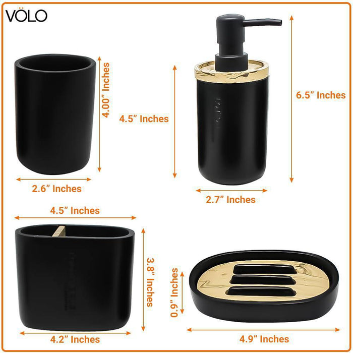 طقم اكسسوارات حمام 4 قطع بلاستيك اسود - DV050