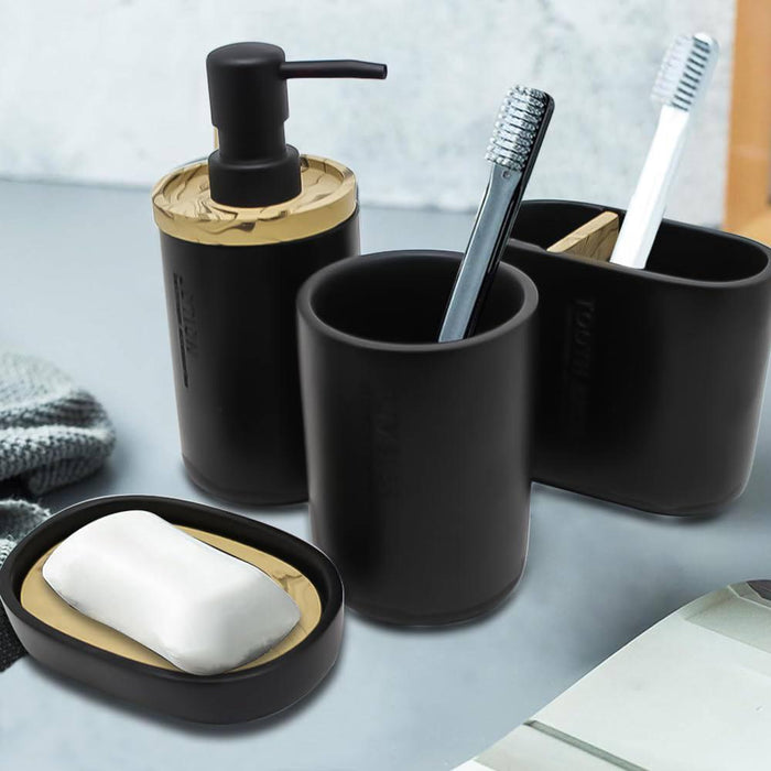 طقم اكسسوارات حمام 4 قطع بلاستيك اسود - DV050
