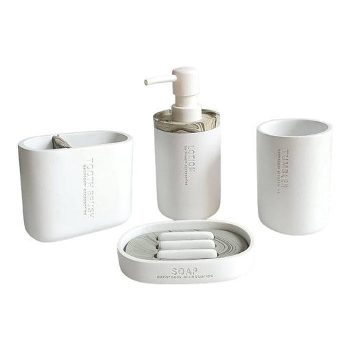 طقم اكسسوارات حمام 4 قطع  بلاستك ابيض - DV049