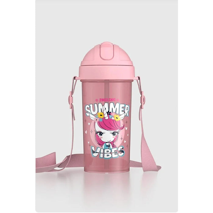 رينجا زجاجة مياة بشفاطة 415 مل بلاستيك يونى كورن روز - 912146P