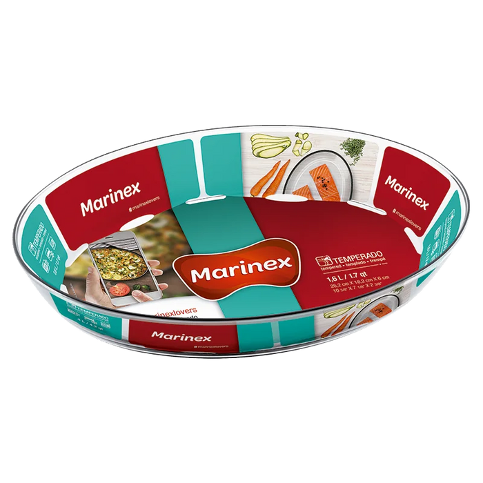 مارينكس طاجن بيضاوي 1.6 لتر زجاج شفاف  - GD16343