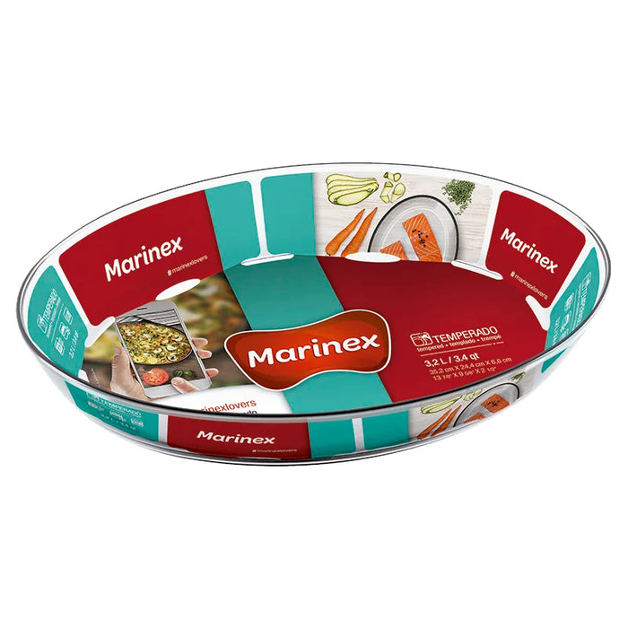 مارينكس طاجن بيضاوي 3.2 لتر زجاج شفاف  - GD16662