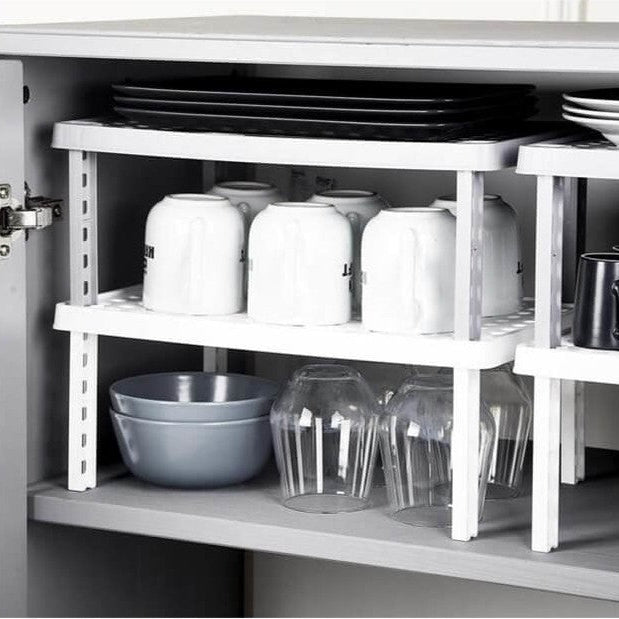 جوندول منظم رف مطبخ مستطيل ( 39*25.8*2 ) سم بلاستيك ابيض - G-237