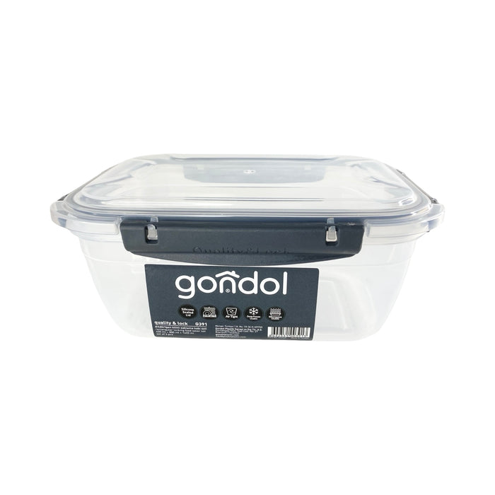 جوندول طقم علب مربع (3 قطع) بلاستيك رمادى - G-390GR