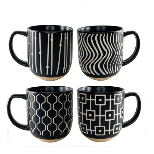 طقم مجات 4 قطع بورسلين 380 مل اسود - DV4171