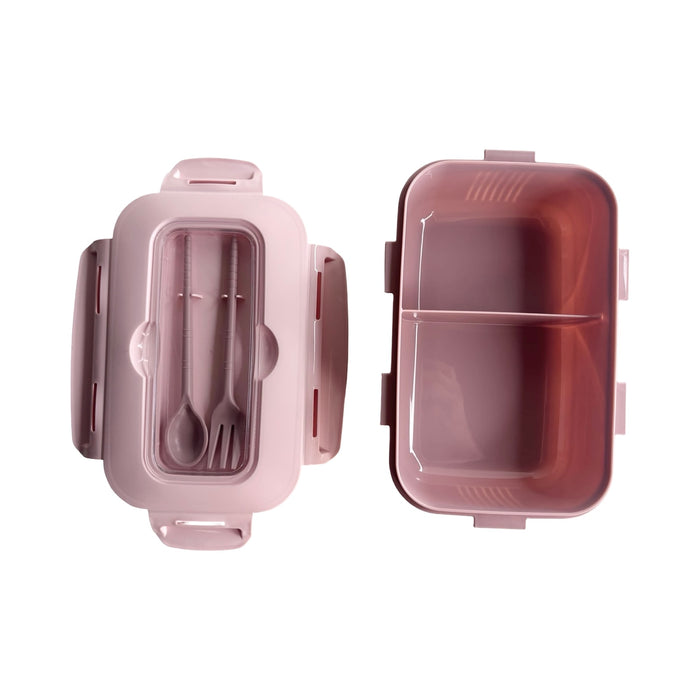 جوندول لانش بوكس (22.5*15.5*7.5 سم) شوكة+ملعقة بلاستيك روز - G-768R