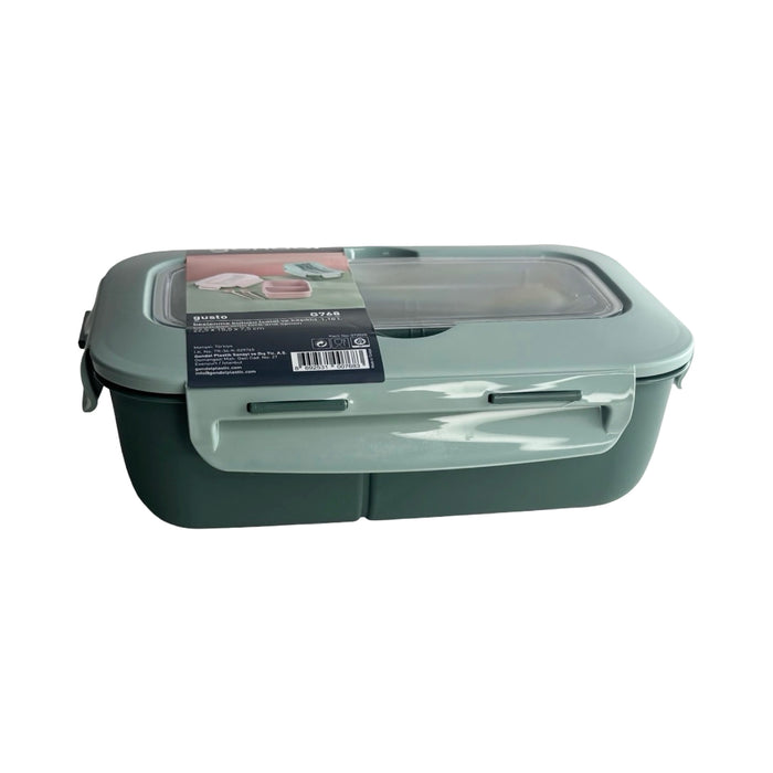 جوندول لانش بوكس (22.5*15.5*7.5 سم) شوكة+ملعقة بلاستيك تركواز - G-768TU