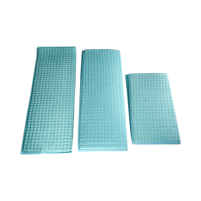 طقم فوط ٣ قطع صفاية مطبخ تركواز مايكروفايبر - DH2025-034TU
