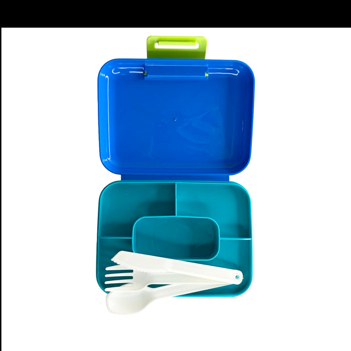 جوندول لانش بوكس (19*17*14.5 سم) شوكة+ملعقة بلاستيك ازرق - G-224B