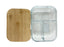 علبة طعام مقسمة 3 تقسيمات بغطاء خشب شفافه- AD-2255