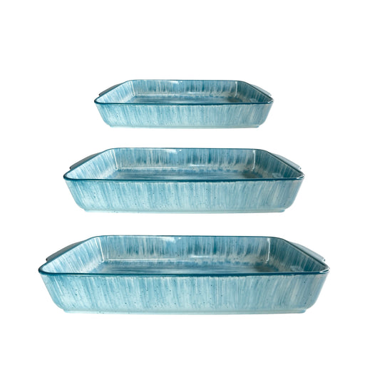 رويال ألفريدو طقم طاجن بورسلين 3 قطع مستطيل ازرق - RE-blue