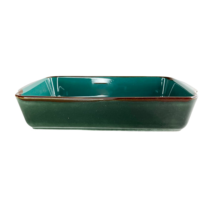 رويال ألفريدو طاجن فرن كبير مستطيل بيد (21*33 سم) سيراميك زيتى غامق * تركواز  - RE-JA*DR-OI