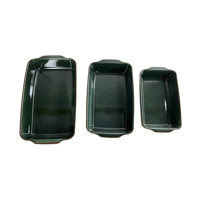 رويال ألفريدو طقم طاجن بورسلين 3 قطع مستطيل زيتى غامق- RE-DARK OILY