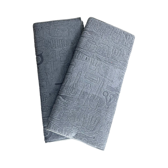 طقم فوط 2 قطع صفاية مطبخ مايكروفايبر رمادى غامق - DH2025-031G1