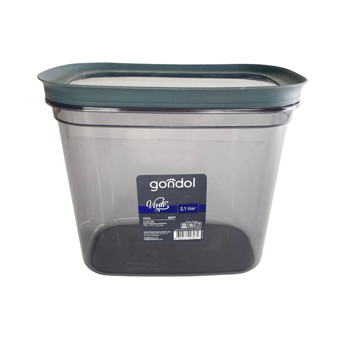 جوندول علبة طعام مستطيلة 2.1 لتر بلاستيك رمادى - G-897